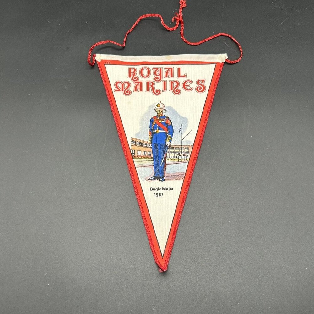 Vintage 1967 Royal Marines Bugle Major Pennant Banner Marine Corps USMC Military